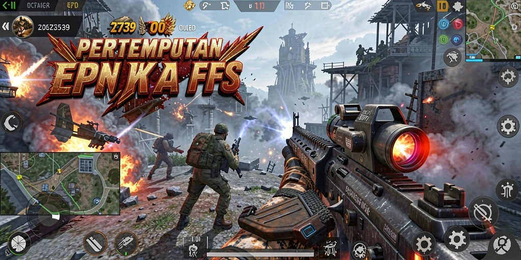Screenshot gameplay epic dari game FPS 2739 yang mendebarkan.