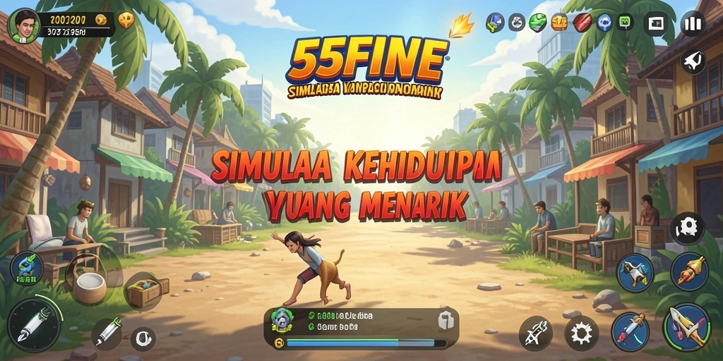 Tampilan gameplay <strong>55FIVE</strong> yang menarik dalam simulasi kehidupan.