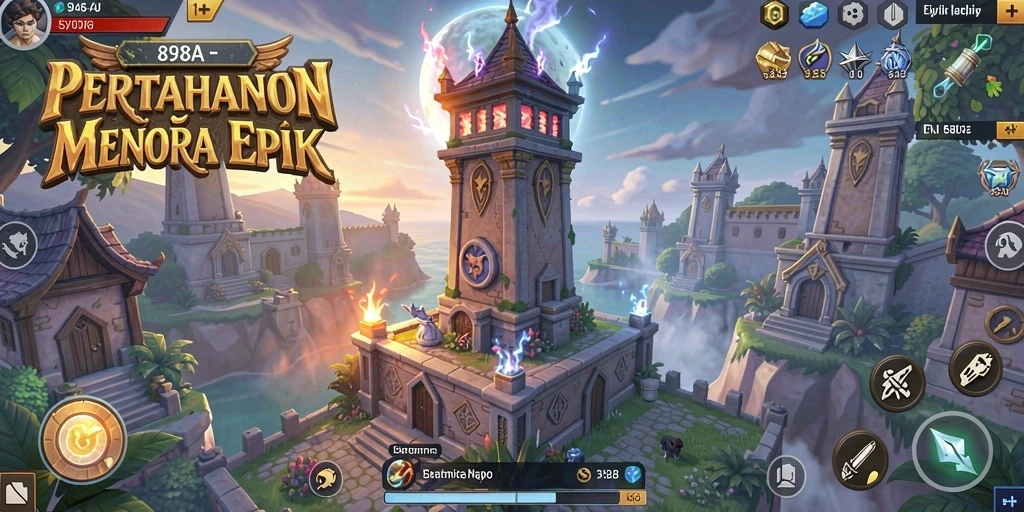 Tampilan gameplay menara pertahanan yang mendebarkan di 898A.