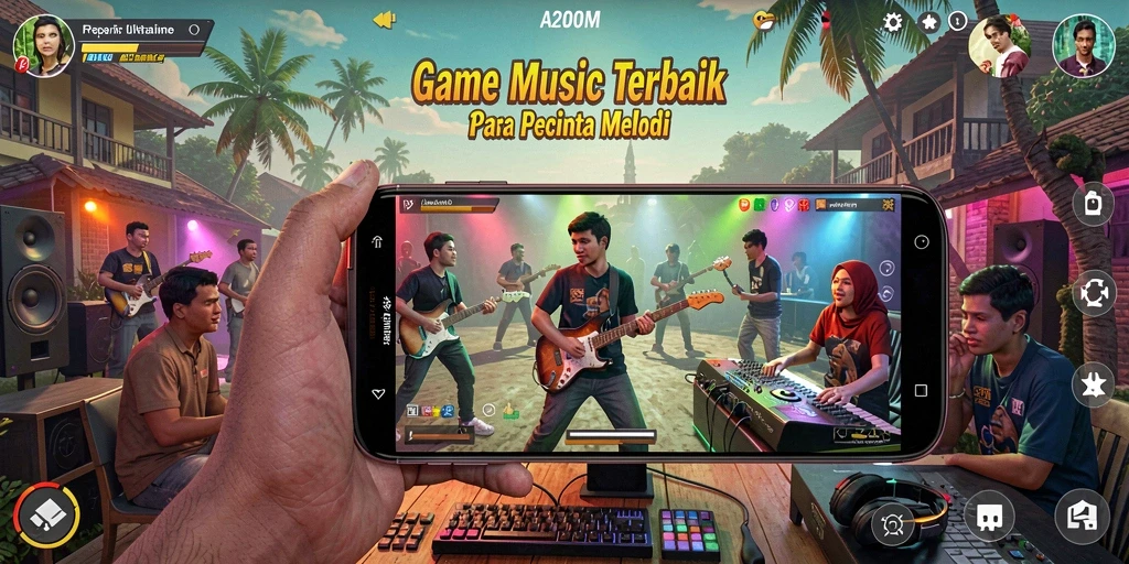 Tampilan gameplay A200M saat bermain musik yang seru dan interaktif.
