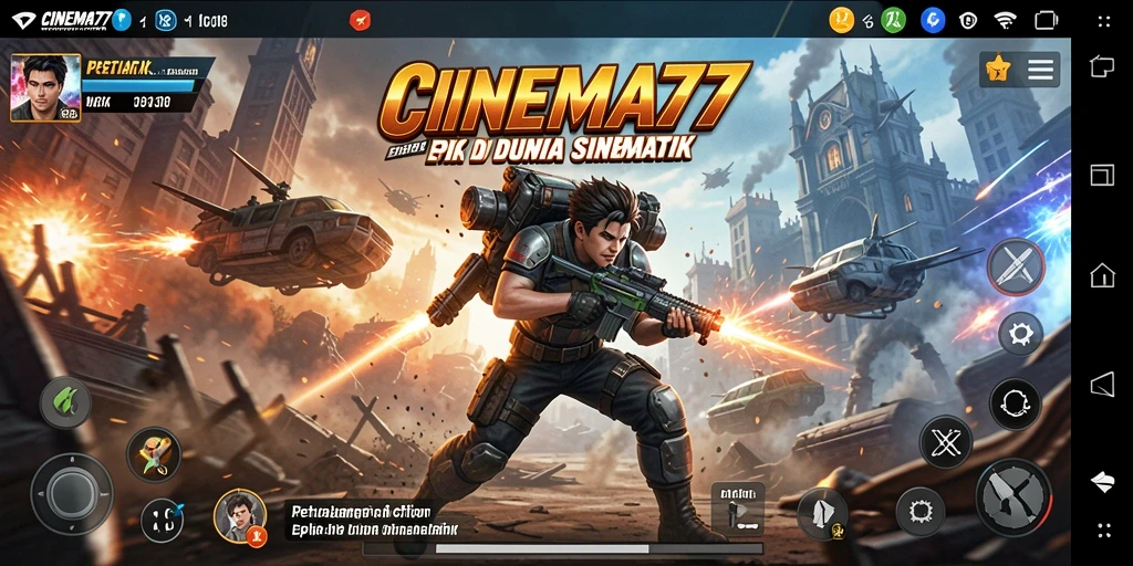 Tampilan gameplay sinematik yang mendebarkan di CINEMA77.