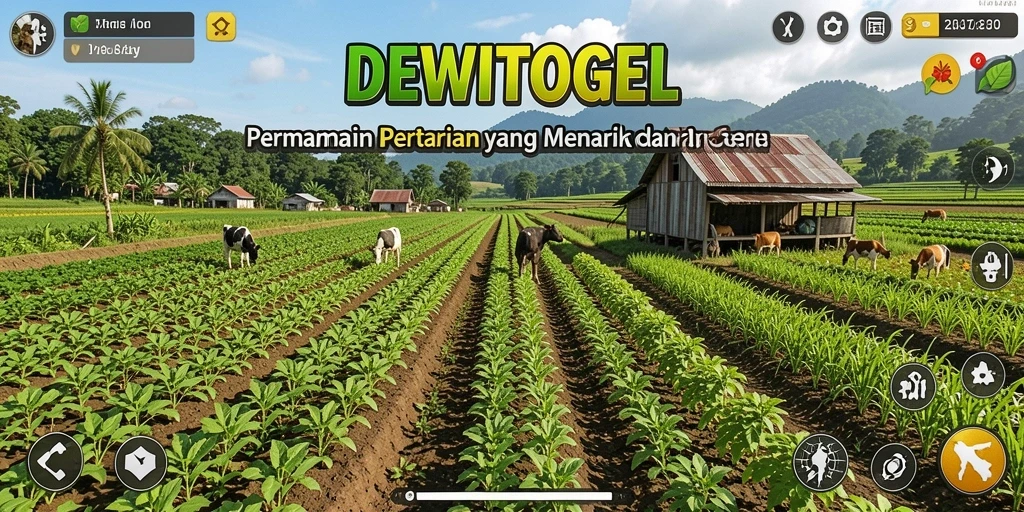 Tampilan screenshot DEWITOGEL menampilkan lahan pertanian yang subur dan tanaman yang berwarna-warni.