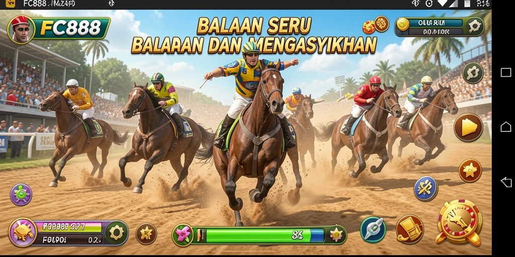 Tampilan utama gameplay balapan di FC888 yang seru.