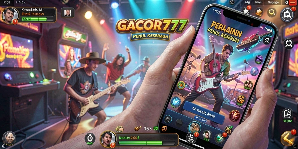 Tampilan permainan GACOR777 dengan berbagai pilihan musik.