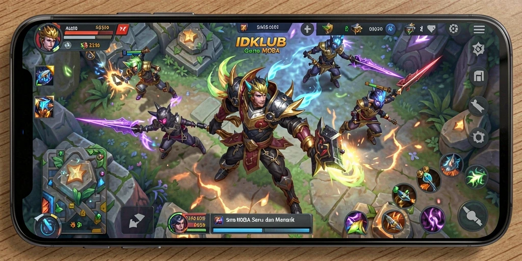 Tampilan seru dari gameplay MOBA di IDKLUB yang penuh aksi.