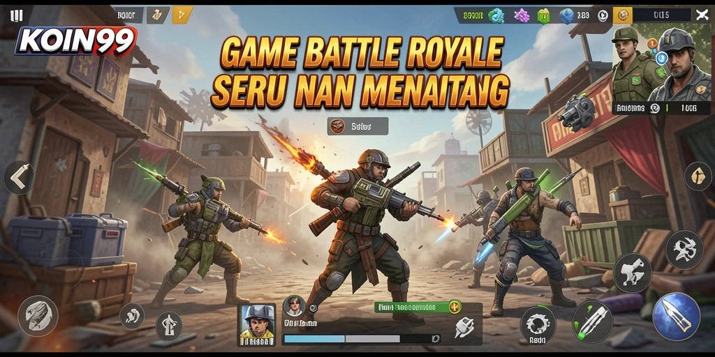 Screenshot KOIN99 memperlihatkan aksi intens pertempuran Battle Royale.