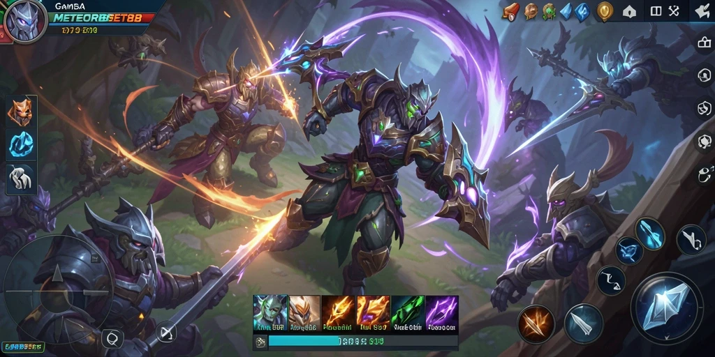 Tampilan gameplay MOBA yang seru dan mendebarkan di METEORBET88.