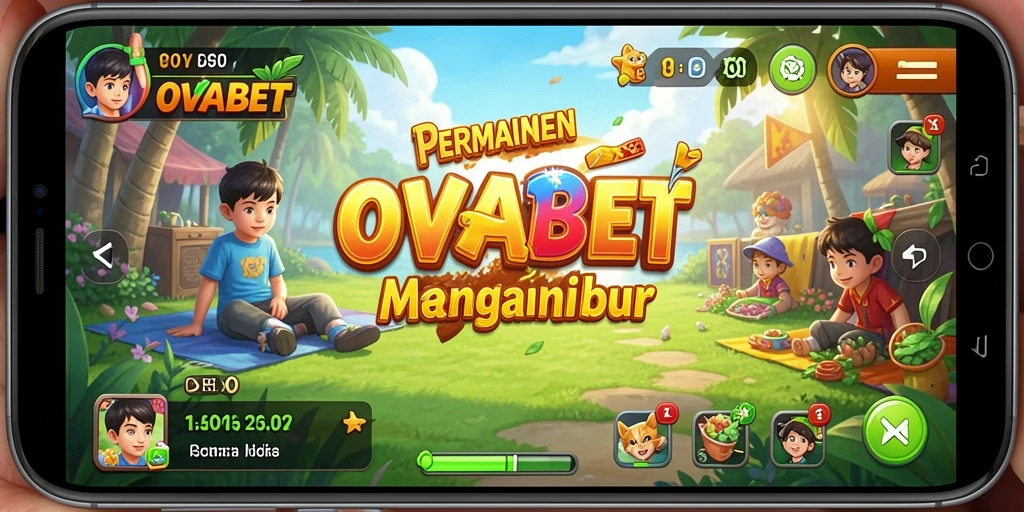 Tampilan gameplay OVABET yang ceria dan menghibur.