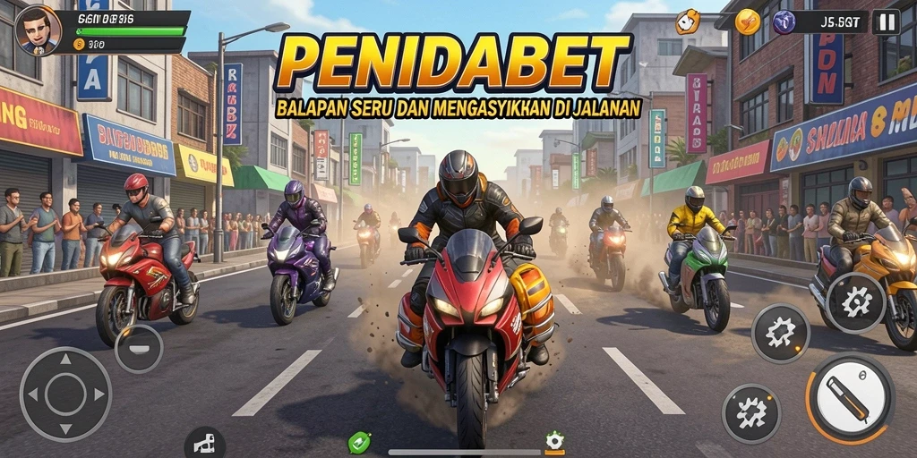 Tampilan gameplay PENIDABET dengan balapan yang mendebarkan.