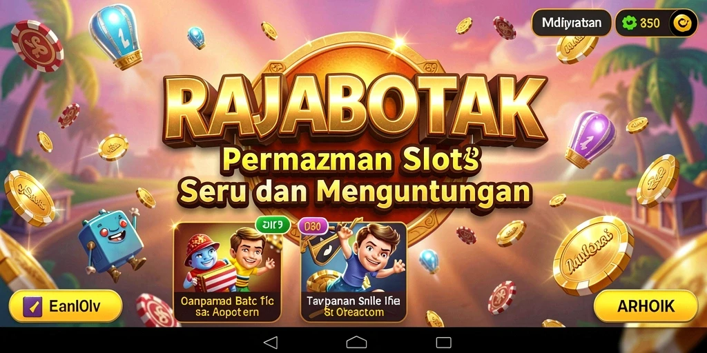 Tangkapan layar gameplay RAJABOTAK menampilkan warna-warni dan simbol menarik.