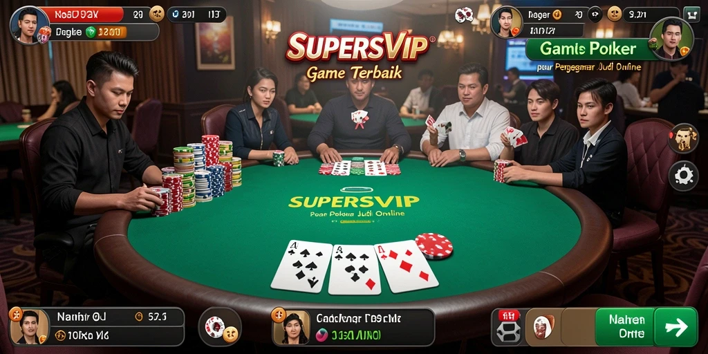 Tampilan seru dari gameplay Poker di SUPERSVIP.