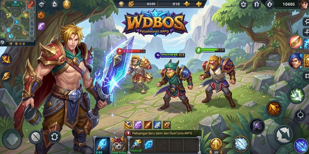Tangkapan layar menunjukkan aksi seru dalam gameplay ARPG WDBOS.